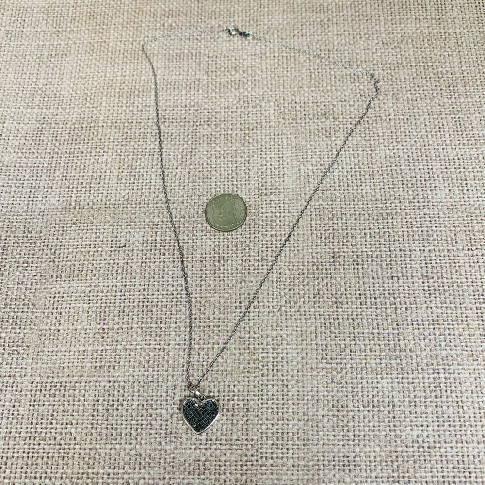 Sterling Silver Black Diamond Heart Necklace‎